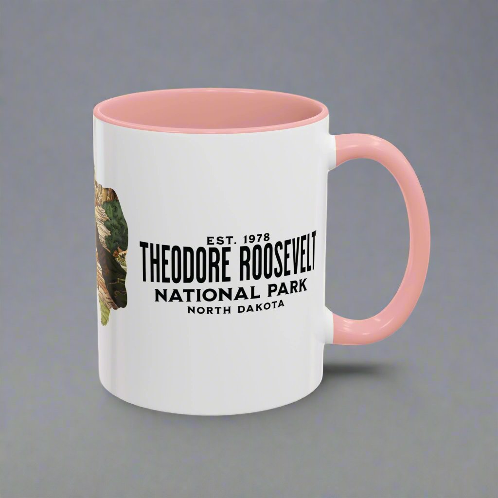 Theodore Roosevelt National Park North Dakota bison colored accent mug shown from alternate product angle