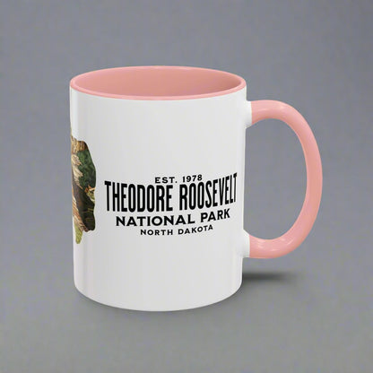 Theodore Roosevelt National Park North Dakota bison colored accent mug shown from alternate product angle