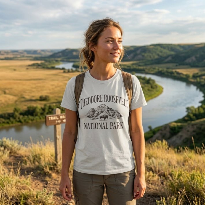 Theodore Roosevelt National Park graphic t-shirt shown in lifestyle or modeled setting