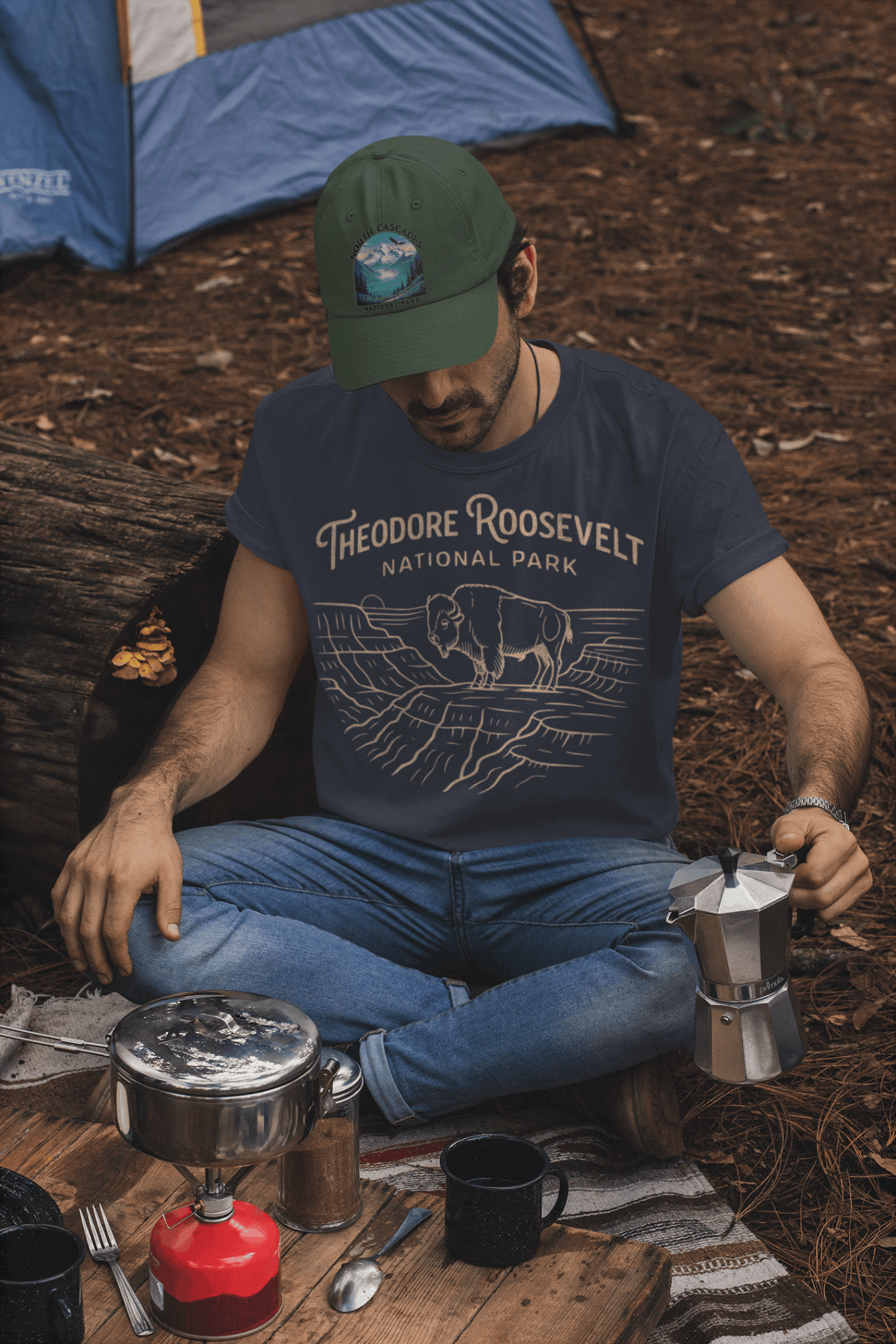 Theodore Roosevelt National Park line art graphic t-shirt alternate apparel color or angle