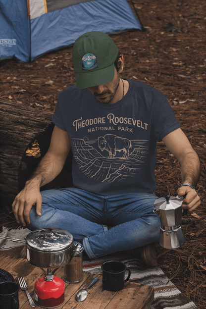 Theodore Roosevelt National Park line art graphic t-shirt alternate apparel color or angle