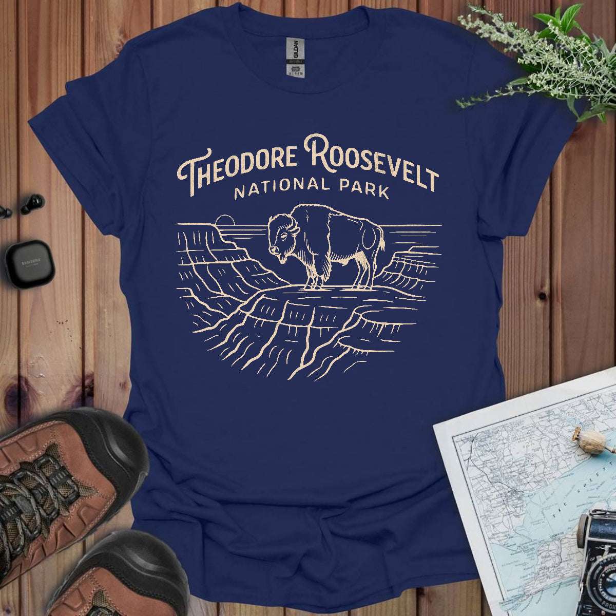 Theodore Roosevelt National Park line art graphic t-shirt alternate apparel color or angle