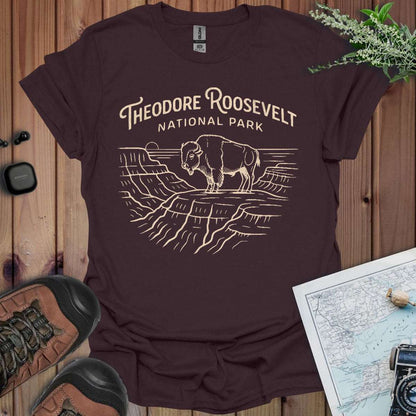 Theodore Roosevelt National Park line art graphic t-shirt primary product view