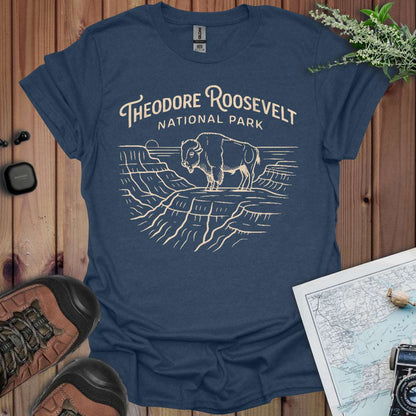 Theodore Roosevelt National Park line art graphic t-shirt detail or alternate product view