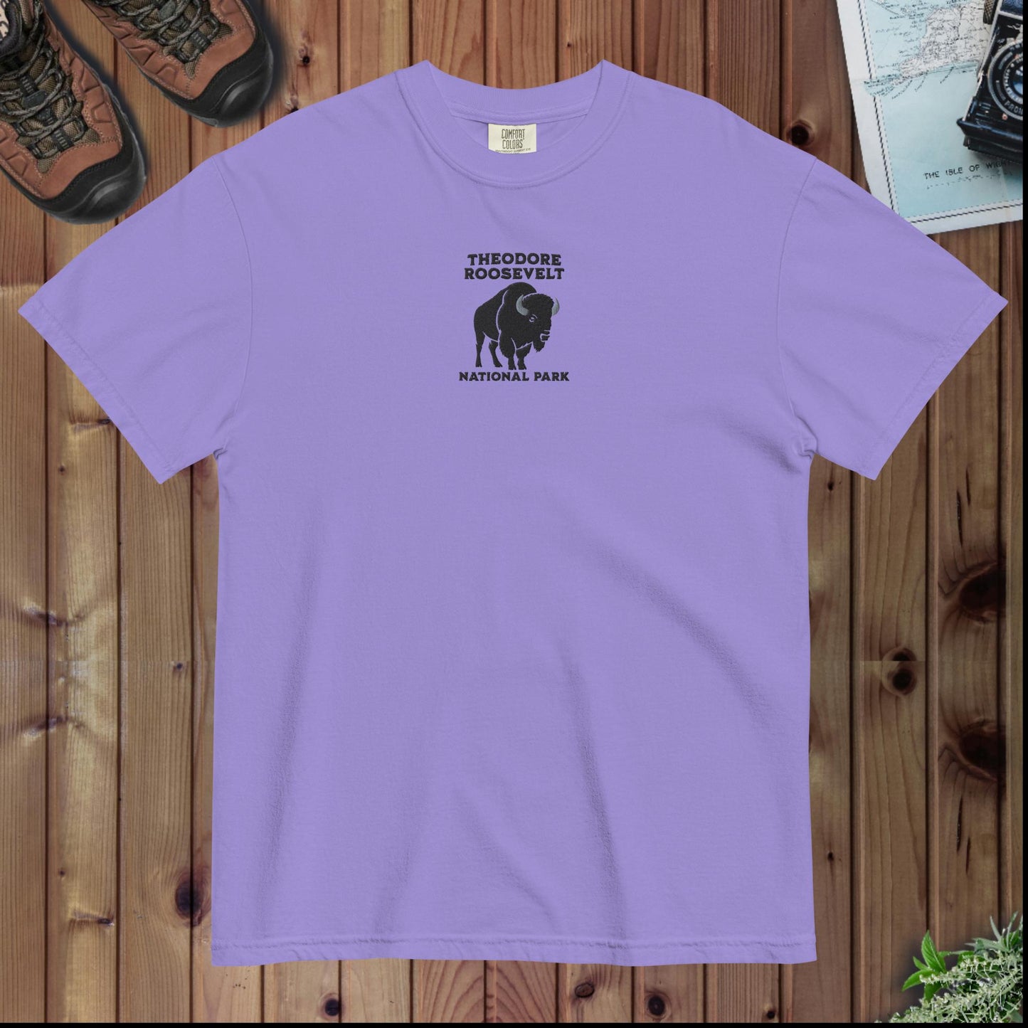 Theodore Roosevelt National Park premium embroidered t-shirt alternate apparel color or product angle