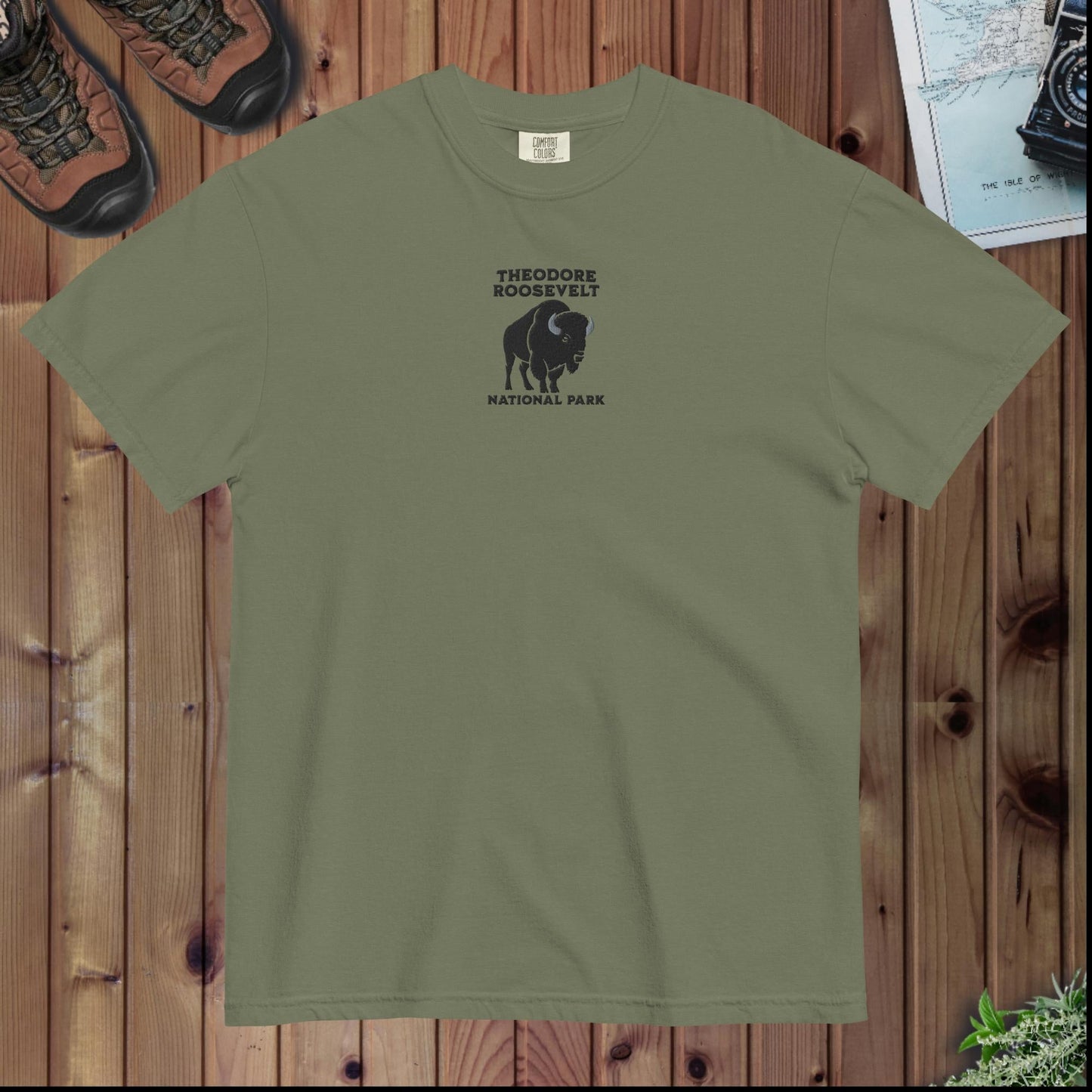 Theodore Roosevelt National Park premium embroidered t-shirt detail or alternate product view