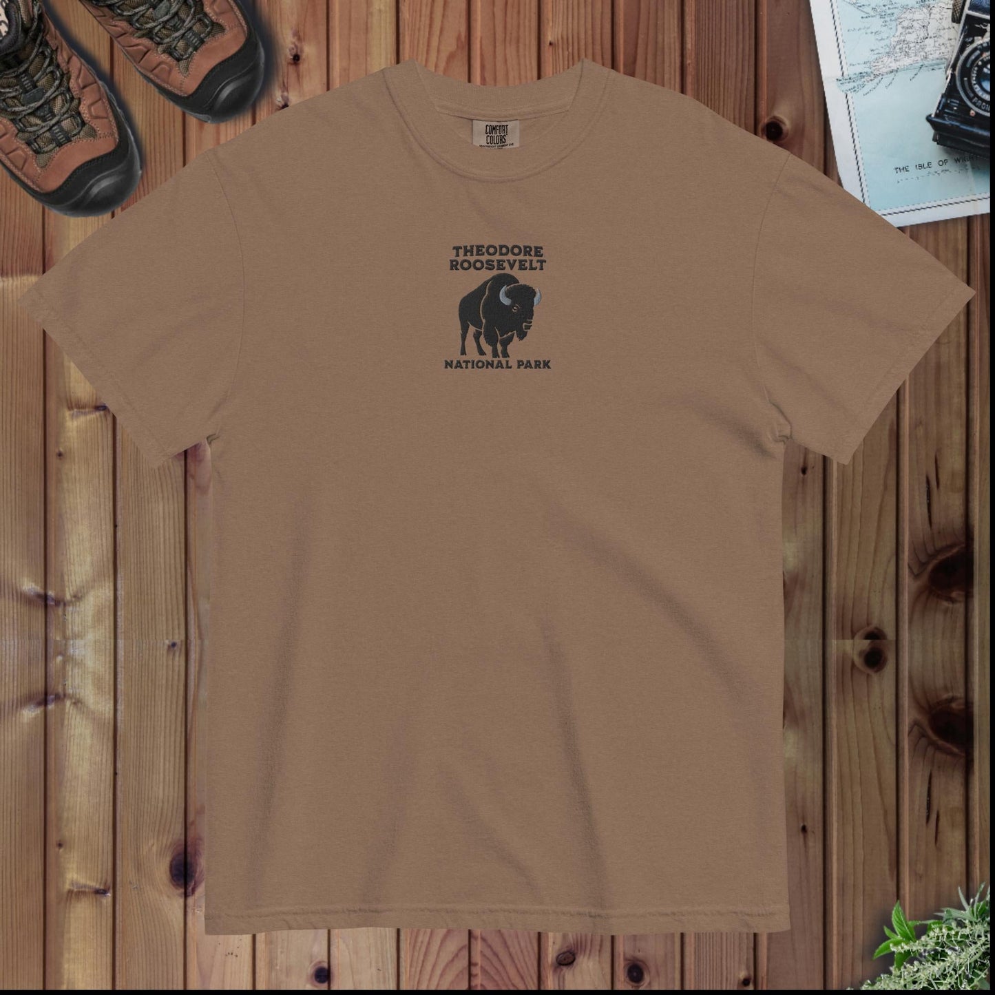 Theodore Roosevelt National Park premium embroidered t-shirt detail or alternate product view