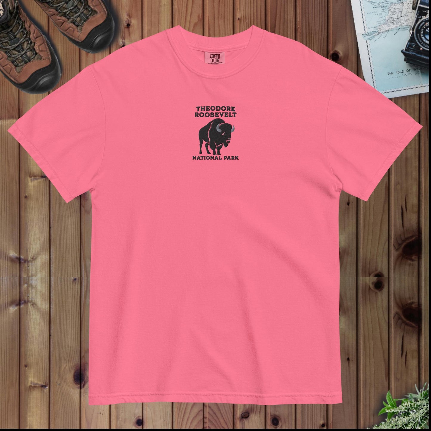 Theodore Roosevelt National Park premium embroidered t-shirt detail or alternate product view