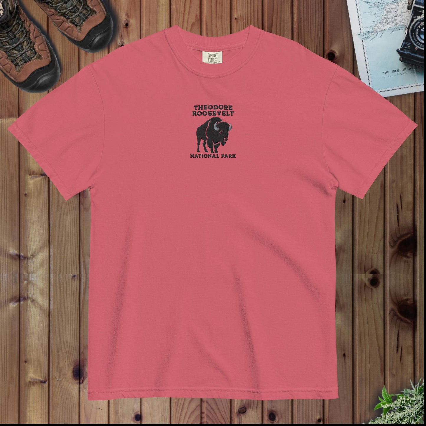 Theodore Roosevelt National Park premium embroidered t-shirt alternate apparel color or product angle