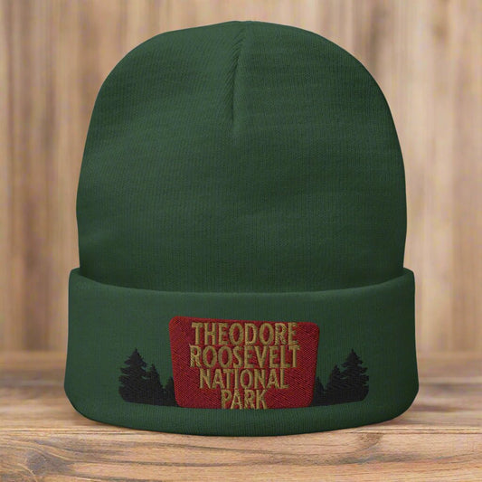 Theodore Roosevelt National Park sign embroidered beanie primary product view