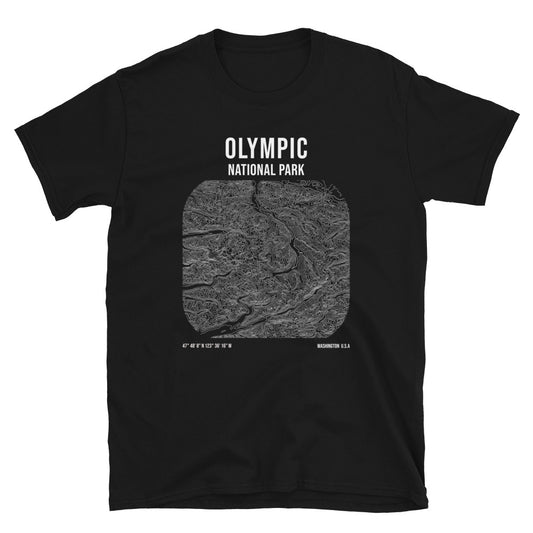 Olympic National Park Topographic Map T-Shirt in Black