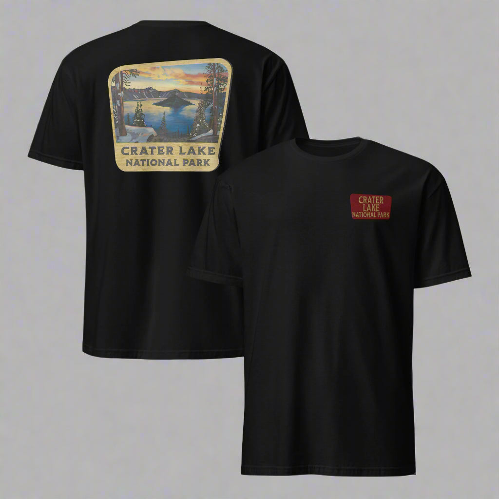 Crater Lake National Park Sign Embroidered T-Shirt Park Service Apparel Black S