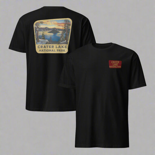 Crater Lake National Park Sign Embroidered T-Shirt Park Service Apparel Black S