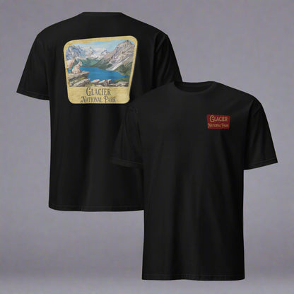Glacier National Park Sign Unisex T-shirt Embroidered T-Shirt Park Service Apparel Black S