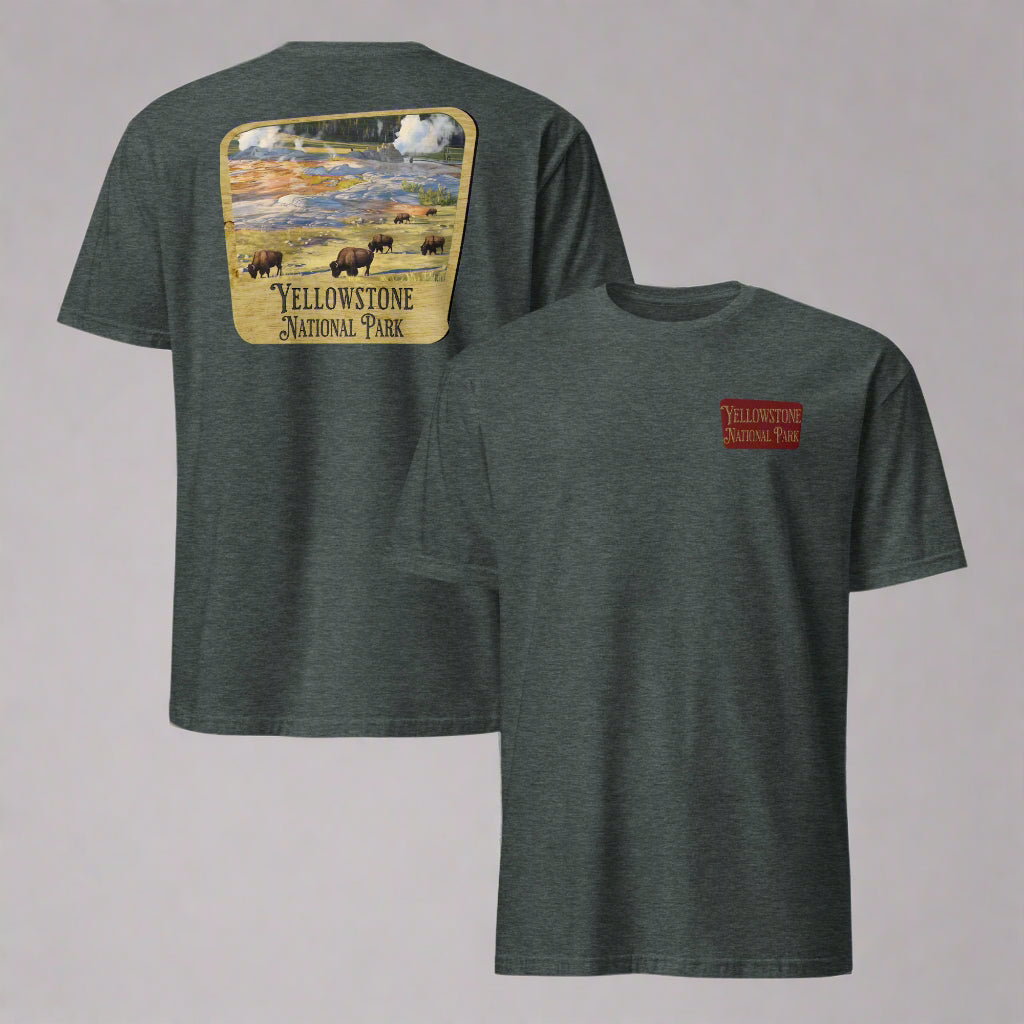Yellowstone Unisex T-shirt Embroidered Chest T-Shirt Park Service Apparel Dark Heather S