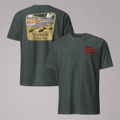 Yellowstone Unisex T-shirt Embroidered Chest T-Shirt Park Service Apparel Dark Heather S