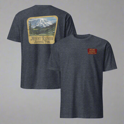 Mount Rainier Park Sign Unisex Tee Embroidered T-Shirt Park Service Apparel Heather Navy S