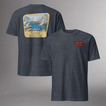 Glacier National Park Sign Unisex T-shirt Embroidered T-Shirt Park Service Apparel Heather Navy S