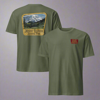 Mount Rainier Park Sign Unisex Tee Embroidered T-Shirt Park Service Apparel Military Green S