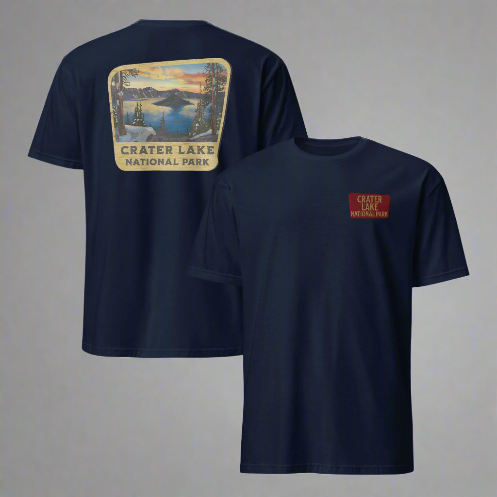 Crater Lake National Park Sign Embroidered T-Shirt Park Service Apparel Navy S