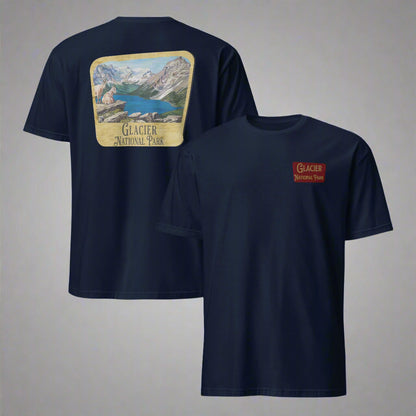 Glacier National Park Sign Unisex T-shirt Embroidered T-Shirt Park Service Apparel Navy S