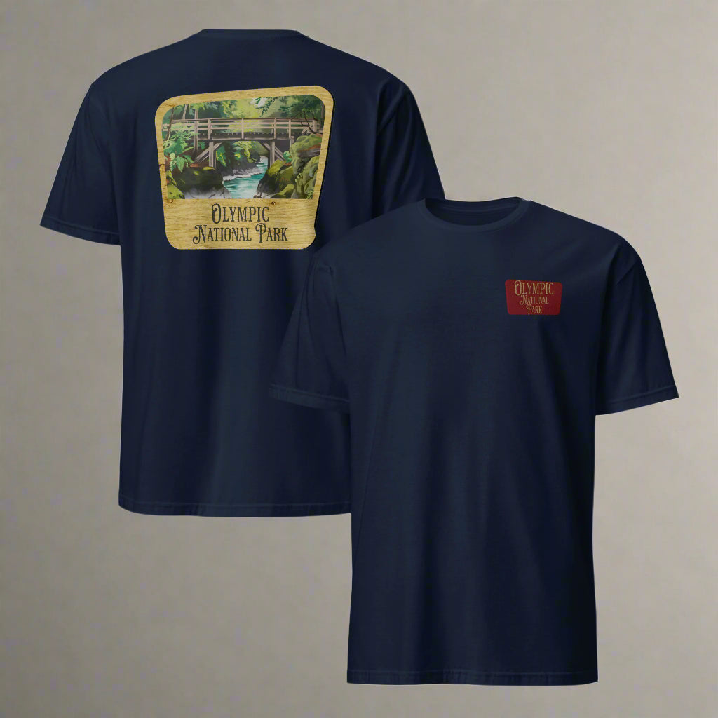 Olympic National Park Sign Unisex T-Shirt Embroidered Front T-Shirt Park Service Apparel Navy S