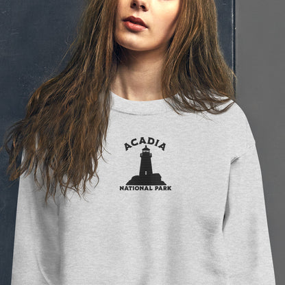 Acadia National Park Embroidered Lighthouse Crewneck