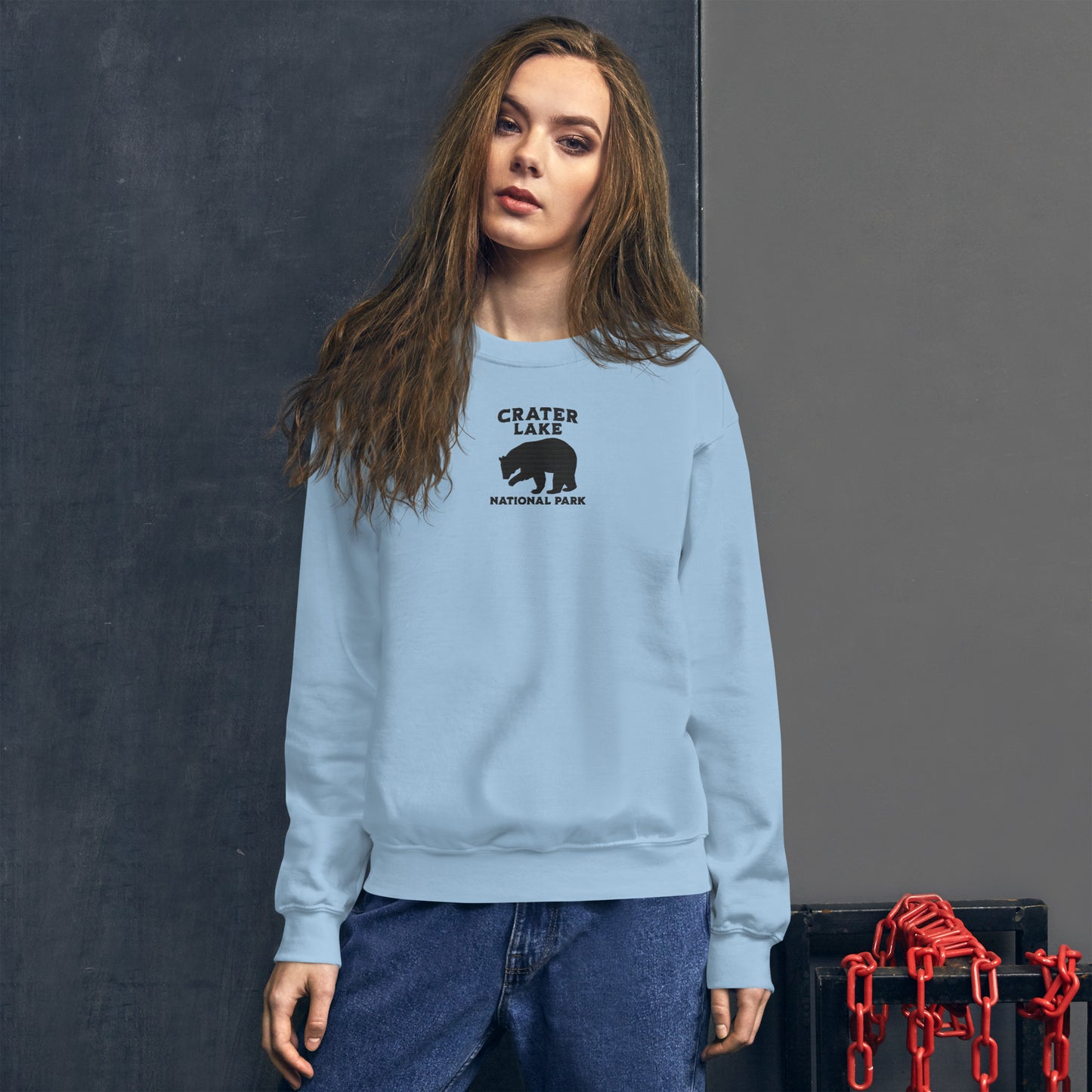 Crater Lake National Park Embroidered Bear Crewneck Sweatshirt