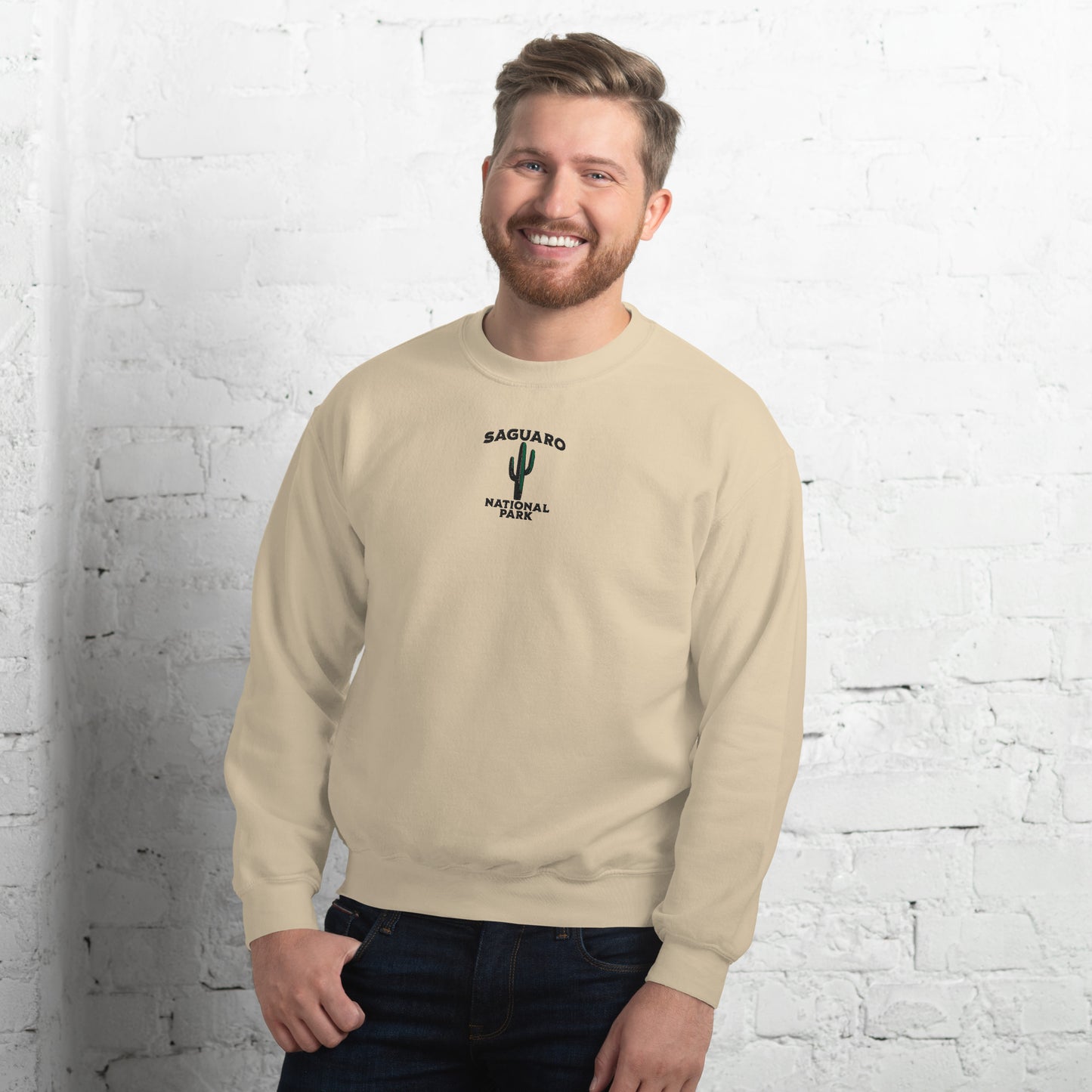 Saguaro National Park Embroidered Cactus Crewneck Sweatshirt