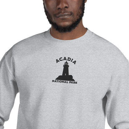 Acadia National Park Embroidered Lighthouse Crewneck