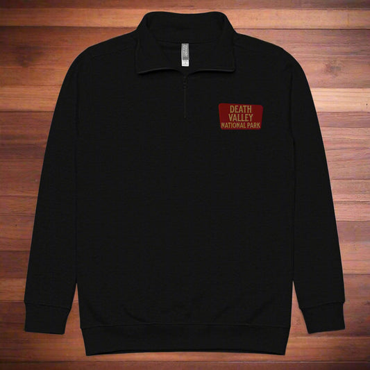 Death Valley Unisex Fleece 1/4 Zip Pullover Sweatshirt Park Service Apparel Black S