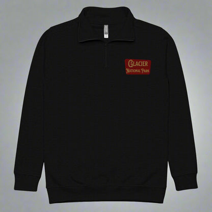 Glacier National Park Fleece 1/4 Zip Pullover Sweatshirt Park Service Apparel Black S