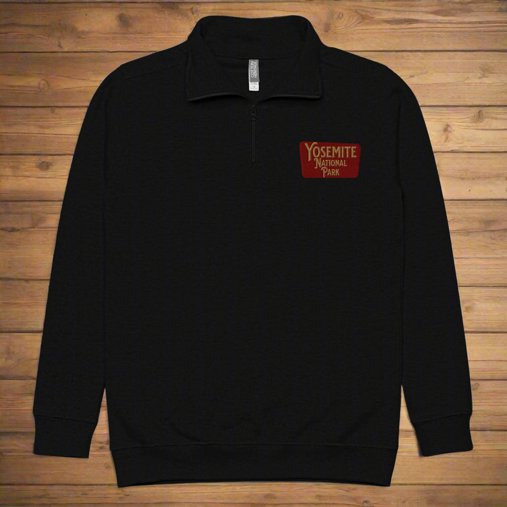 Yosemite National Park Embroidered Unisex Fleece 1/4 Zip Pullover Sweater Park Service Apparel Black S