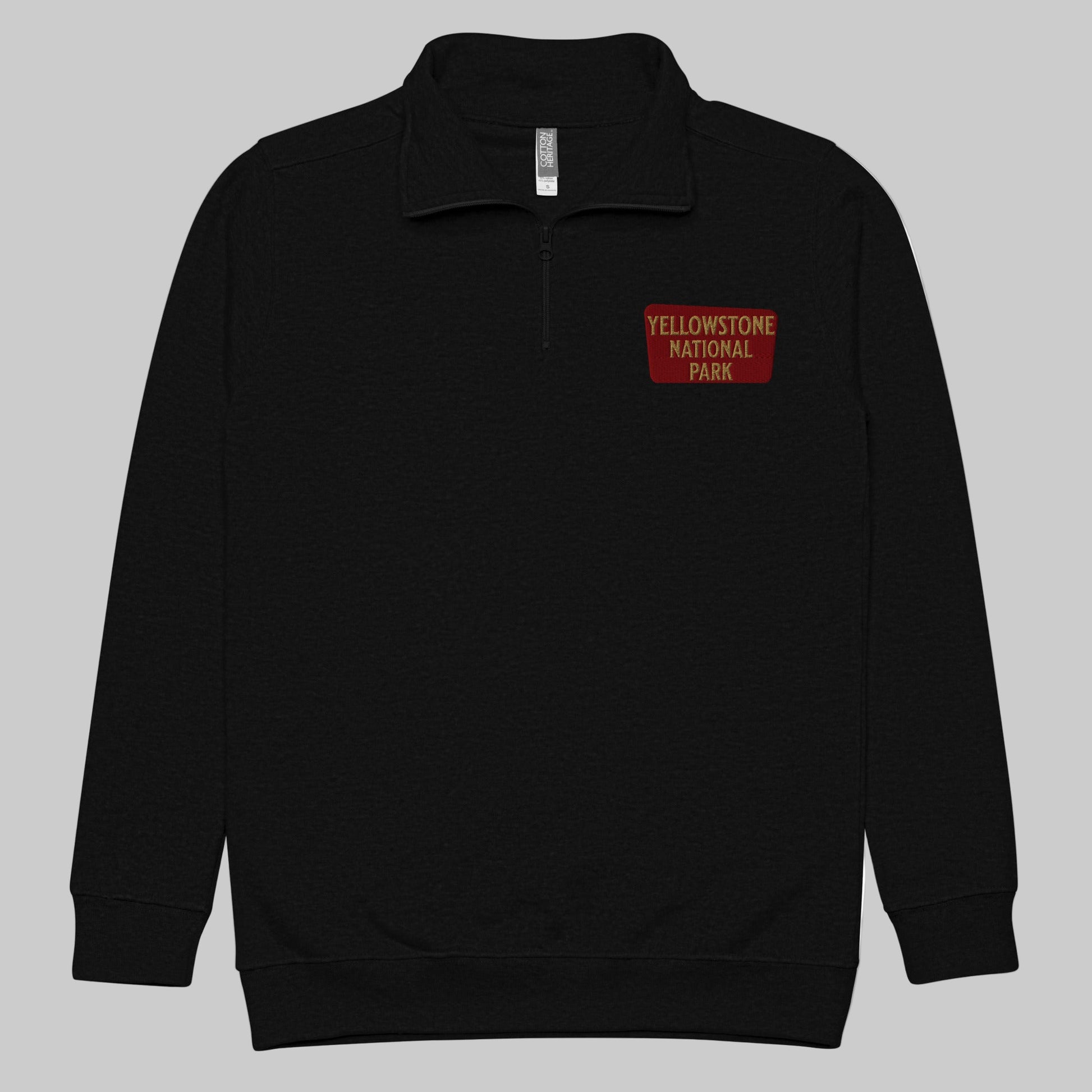 Yellowstone National Park Unisex 1/4 Zip Fleece Pullover Sweater Park Service Apparel Black S