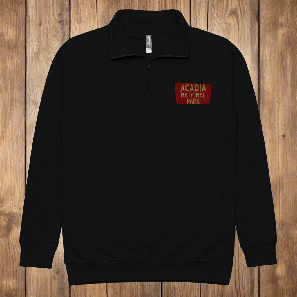 Acadia National Park 1/4 Zip Fleece Pullover Sweater Park Service Apparel Black S