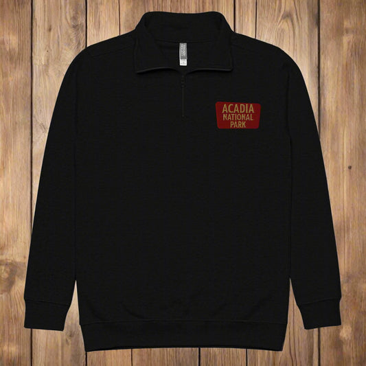 Acadia National Park 1/4 Zip Fleece Pullover Sweater Park Service Apparel Black S