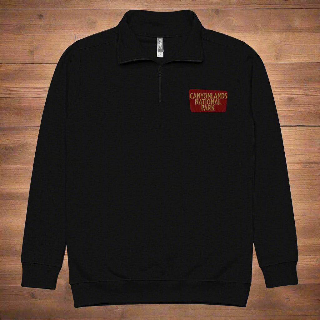 Canyonlands National Park 1/4 Zip Fleece Pullover Sweater Park Service Apparel Black S