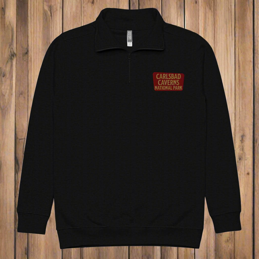 Carlsbad Caverns National Park 1/4 Zip Fleece Pullover Sweater Park Service Apparel Black S