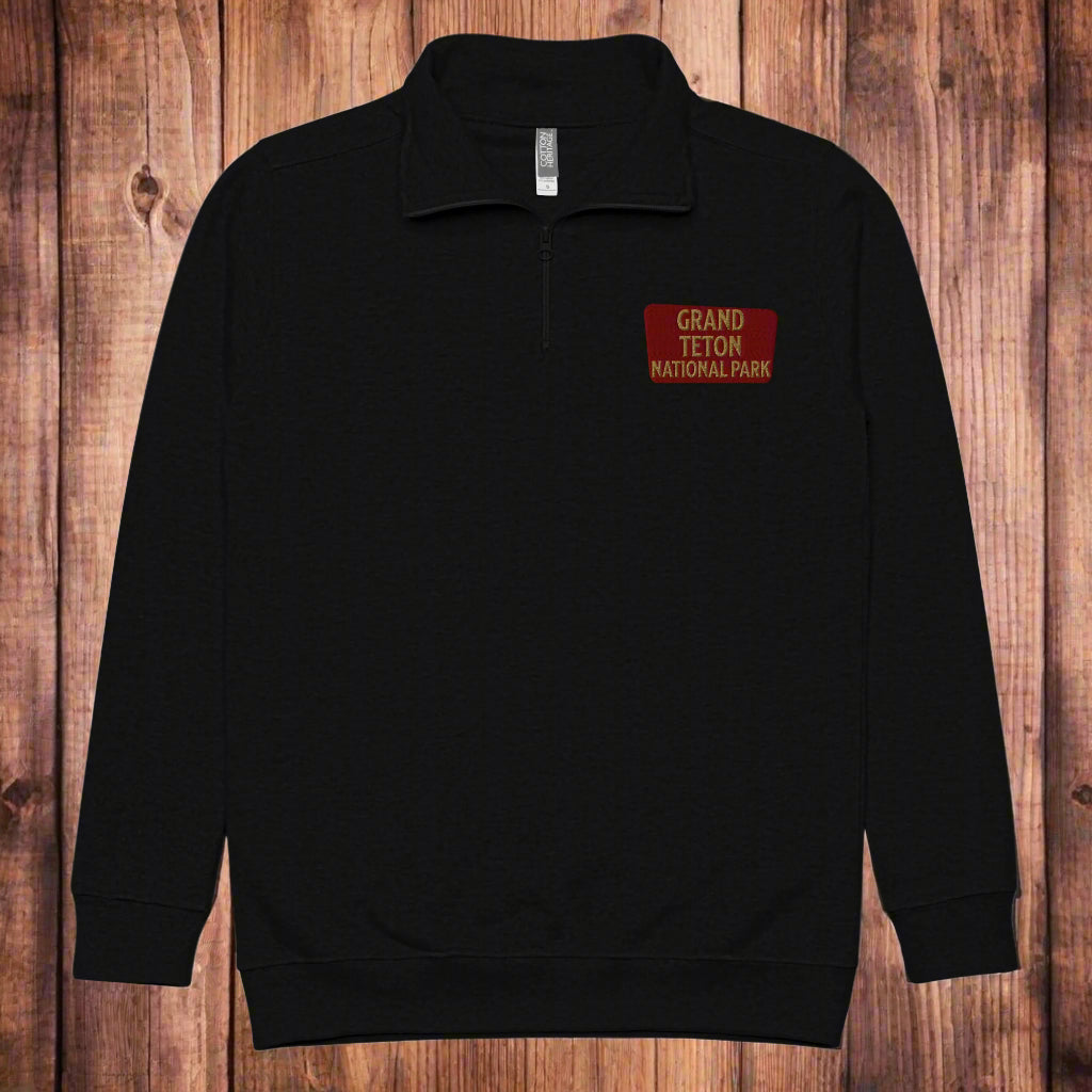 Grand Teton National Park 1/4 Zip Fleece Pullover Sweater Park Service Apparel Black S