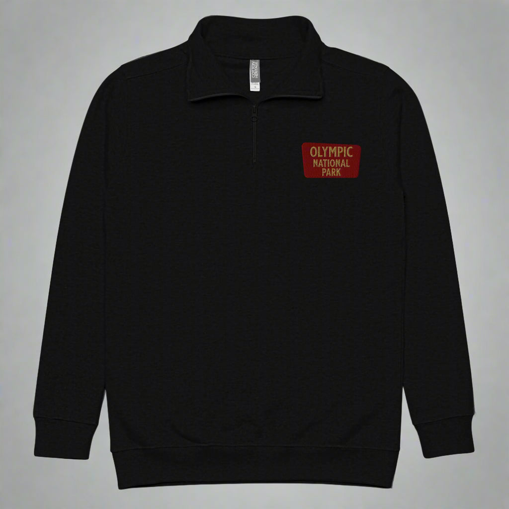 Olympic National Park 1/4 Zip Fleece Pullover Sweater Park Service Apparel Black S
