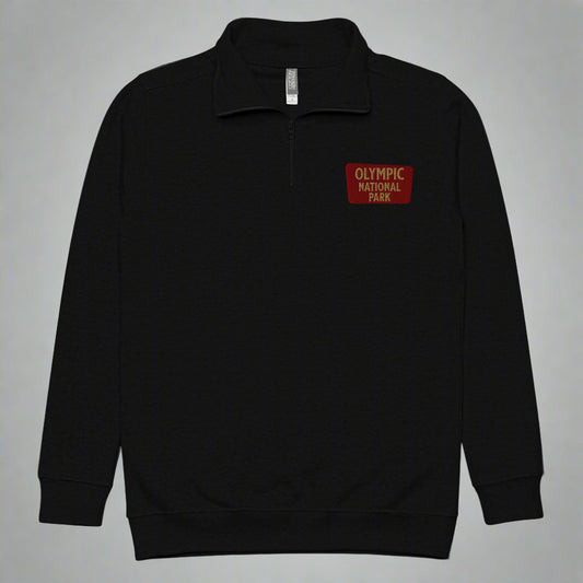 Olympic National Park 1/4 Zip Fleece Pullover Sweater Park Service Apparel Black S