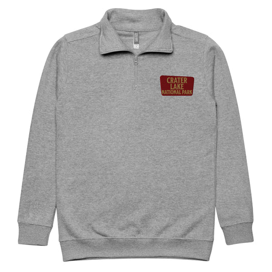 Crater Lake Unisex 1/4 Zip Fleece Pullover Sweatshirt Park Service Apparel Carbon Grey S