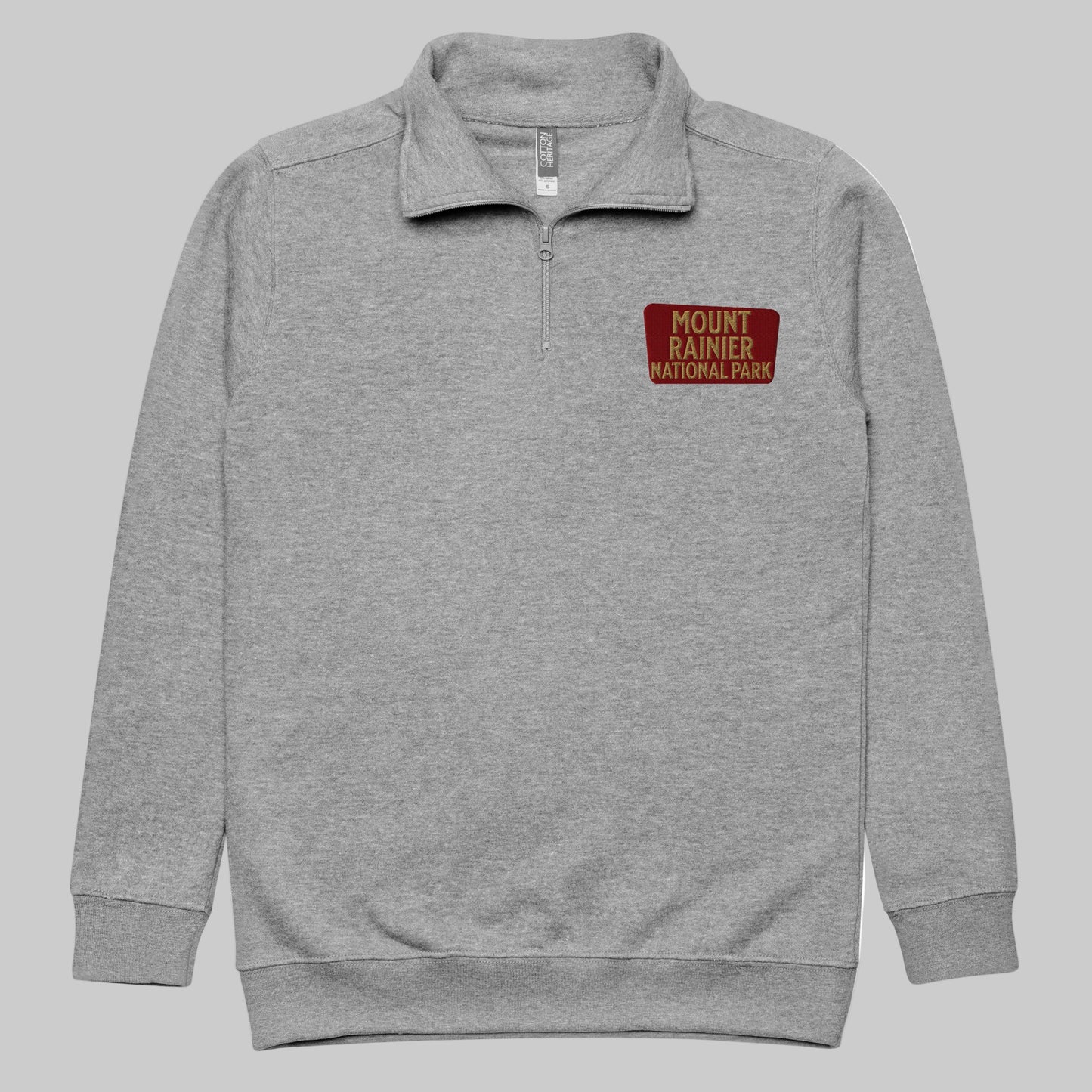 Mount Rainier Embroidered Unisex Fleece 1/4 Zip Pullover Sweatshirt Park Service Apparel Carbon Grey S