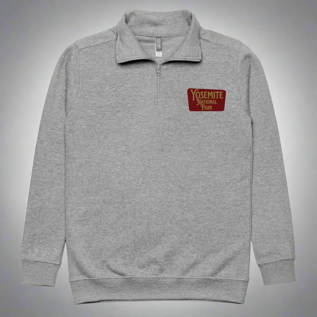 Yosemite National Park Embroidered Unisex Fleece 1/4 Zip Pullover Sweater Park Service Apparel Carbon Grey S