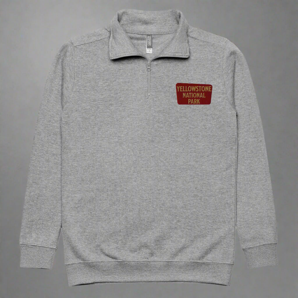 Yellowstone National Park Unisex 1/4 Zip Fleece Pullover Sweater Park Service Apparel Carbon Grey S