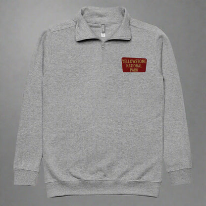 Yellowstone National Park Unisex 1/4 Zip Fleece Pullover Sweater Park Service Apparel Carbon Grey S