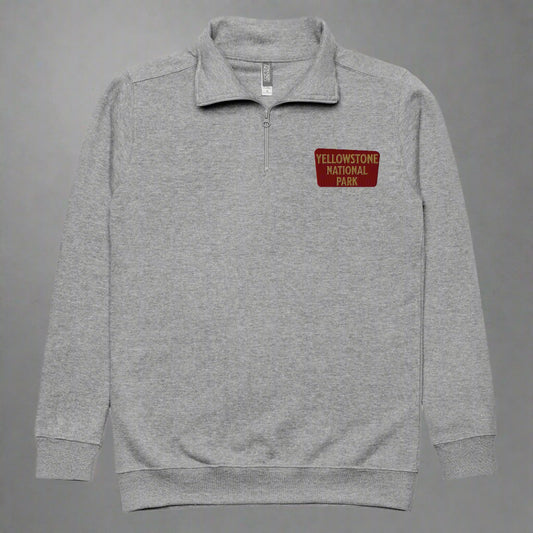 Yellowstone National Park Unisex 1/4 Zip Fleece Pullover Sweater Park Service Apparel Carbon Grey S