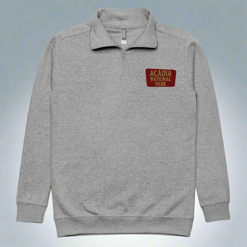 Acadia National Park 1/4 Zip Fleece Pullover Sweater Park Service Apparel Carbon Grey S