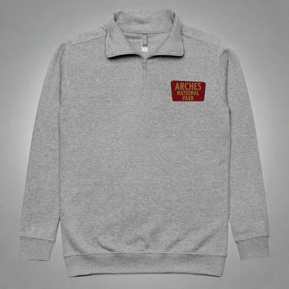 Arches National Park 1/4 Zip Fleece Pullover Sweater Park Service Apparel Carbon Grey S