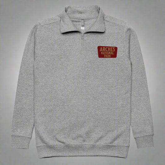 Arches National Park 1/4 Zip Fleece Pullover Sweater Park Service Apparel Carbon Grey S